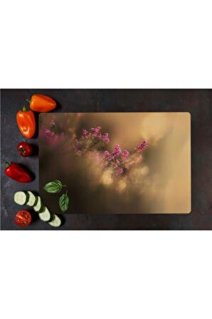 Saban Bahar Çiçeği Cam Kesme Tahtası - Cam Kesme Tablası| 30 Cm X 40 Cm